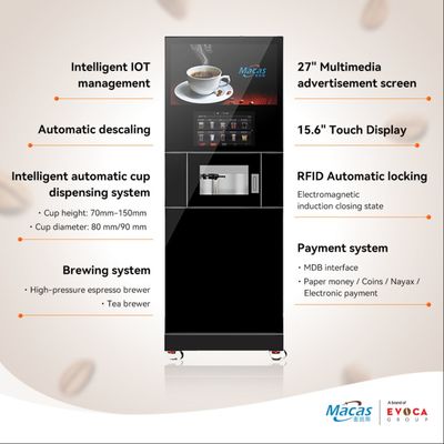 Buy 220VAC Touch Screen Automatic Bean Coffee Machine QR Code Ordering online manufacture