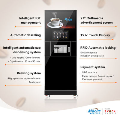 Good price MACAS Commercial Floor Standing Coffee Machine with 27in Screen and WiFi online